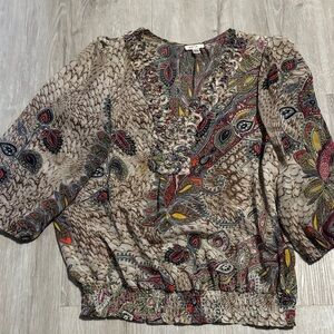 Jaipur Multicolor Paisley V-Neck Blouse